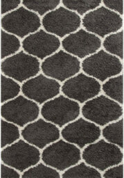 The Rugs Moroccan Shaggy Rugs And Runners Soft Fluffy Trellis Design High Pile Dark Grey And Ivory Living Room Kitchen Hallway 640 - thumbnail 2