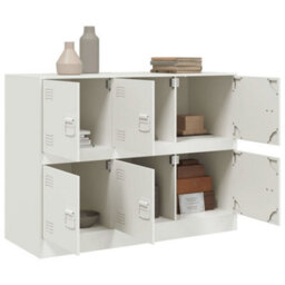 Berkfield Sideboard White 99X39X73 Cm Steel - thumbnail 5