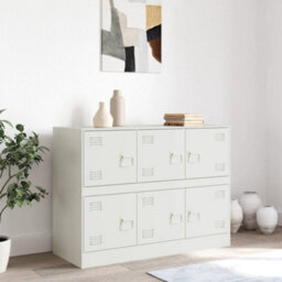Berkfield Sideboard White 99X39X73 Cm Steel - thumbnail 3