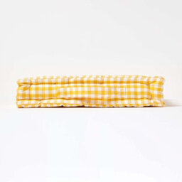 Homescapes Cotton Gingham Check Yellow Floor Cushion, 40 X 40 Cm - thumbnail 5