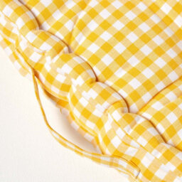 Homescapes Cotton Gingham Check Yellow Floor Cushion, 40 X 40 Cm - thumbnail 4