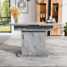Btm Extendable Oval Dining Table With Storage, 110 130Cm Kitchen & Dining Table, Space Saving Design, Concrete Grey - thumbnail 5