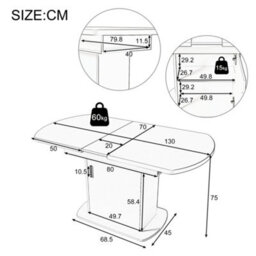 Btm Extendable Oval Dining Table With Storage, 110 130Cm Kitchen & Dining Table, Space Saving Design, Concrete Grey - thumbnail 7