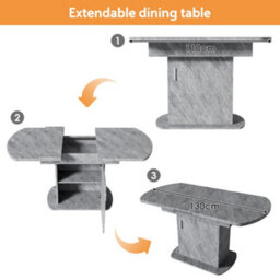 Btm Extendable Oval Dining Table With Storage, 110 130Cm Kitchen & Dining Table, Space Saving Design, Concrete Grey - thumbnail 8