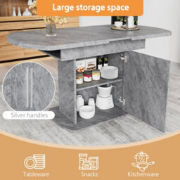 Btm Extendable Oval Dining Table With Storage, 110 130Cm Kitchen & Dining Table, Space Saving Design, Concrete Grey - thumbnail 9