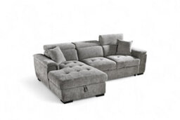Corner Sofa Bed With Storage In Grey Chenille Fabric 1C2 Sofabed - thumbnail 2