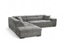 Corner Sofa Bed With Storage In Grey Chenille Fabric 1C2 Sofabed - thumbnail 3