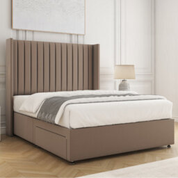 Bsspoke Manhattans Divan Bed Mink Plush Velvet 54Inch Headboard & No Mattress No Drawers In Single Small Double King 4Ft6 6Ft - thumbnail 2