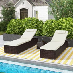 Costway Patio Chaise Lounge Outdoor Pe Rattan Lounge Chair-White - thumbnail 5