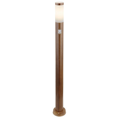 Luminosa Lighting Luminosa Boston Pir Outdoor Bollard Wood Look Ip44 1X E27 Dawn Dusk Sensor - image 1