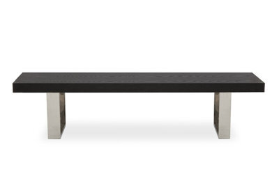 Orsina Bench With Black Wooden Top, Sleek Wooden Bench, Garden Bench For Outddor Patio, Rectangular Dining Bench - image 1
