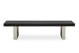 Orsina Bench With Black Wooden Top, Sleek Wooden Bench, Garden Bench For Outddor Patio, Rectangular Dining Bench