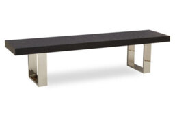 Orsina Bench With Black Wooden Top, Sleek Wooden Bench, Garden Bench For Outddor Patio, Rectangular Dining Bench - thumbnail 2