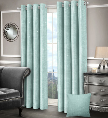 Intimates Jacquard Shimmer Ring Top Curtains - Modern Home Decor Curtains, Durable & Machine Washable - Stylish Window Treatment - Duck Egg