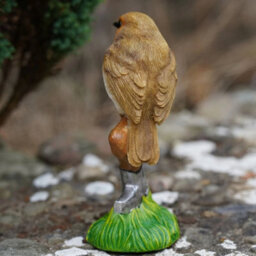 Resin Robin On Spade Statue Home Garden British Bird Sculpture Outdoor Ornament - thumbnail 5