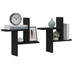 Walplus Wall Shelves 2 Pcs Black Oak 38X12X38 Cm Engineered Wood - thumbnail 4
