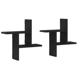 Walplus Wall Shelves 2 Pcs Black Oak 38X12X38 Cm Engineered Wood - thumbnail 2