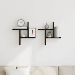 Walplus Wall Shelves 2 Pcs Black Oak 38X12X38 Cm Engineered Wood - thumbnail 3