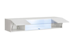 Arte Fly 52 Display Cabinet 160Cm In White - Glossy Modern Storage With Blue Led Lighting - thumbnail 2