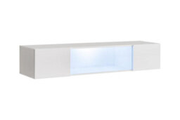 Arte Fly 52 Display Cabinet 160Cm In White - Glossy Modern Storage With Blue Led Lighting - thumbnail 1