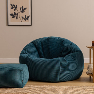Icon Kingston Xl Jumbo Cord Classic Dome Bean Bag And Footstool, Teal - image 1