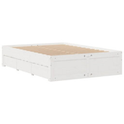 Berkfield Bed Frame Without Mattress With Drawers White 140X200 Cm Solid Wood Pine - thumbnail 3