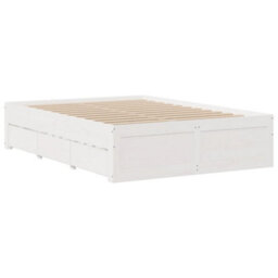Berkfield Bed Frame Without Mattress With Drawers White 140X200 Cm Solid Wood Pine - thumbnail 6