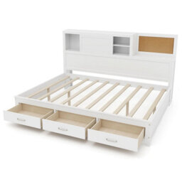 Double Size Daybed Wooden Sofa Bed Frame W/ Storage Shelves & 3 Drawers - thumbnail 1