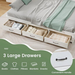 Double Size Daybed Wooden Sofa Bed Frame W/ Storage Shelves & 3 Drawers - thumbnail 6