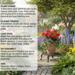 Woodside Round Cast Iron Indoor/outdoor Heavy Duty Garden Plant Pot Stand 11Inch - thumbnail 5