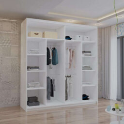 Sliding Wardrobes 4 u LTD Modern Sliding Mirror Wardrobe With Led Light & Sleek Minimalist Design White 203Cm - thumbnail 3