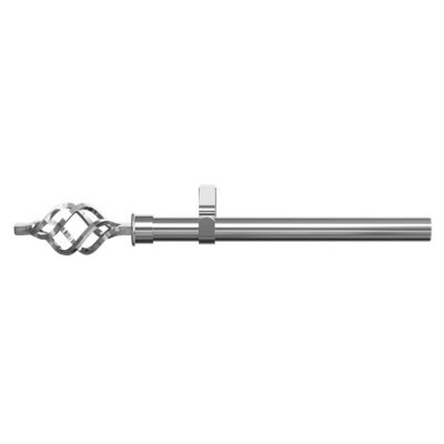 GoodHome Olympe Grey Chrome Effect Extendable Swirl Single Curtain Pole Set, (L)1200mm-2100mm (Dia)28mm - image 1