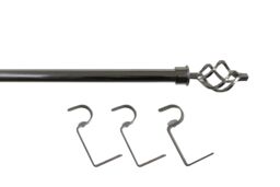 GoodHome Olympe Grey Chrome Effect Extendable Swirl Single Curtain Pole Set, (L)1200mm-2100mm (Dia)28mm - thumbnail 4