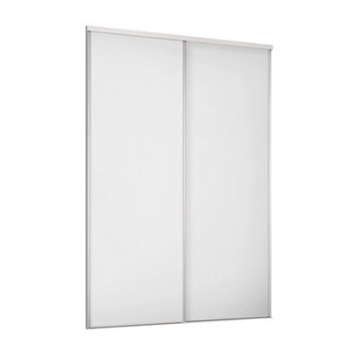 Spacepro Basic 1 Panel Matt White Sliding Wardrobe Door Set Of 2 (H)2220mm (W)1809mm - image 1