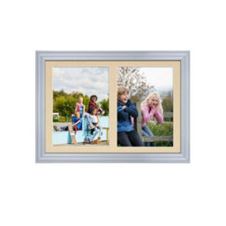 AK Frames 20X14 Silver Classic Multi Photo Frame With Ivory Mount - Holds 2 Apertures (2X) A4 Photos - thumbnail 1