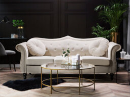 Beliani Sofa 3 Seater Skien Velvet Light Beige - thumbnail 2