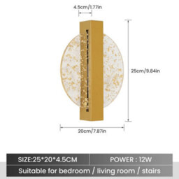 Creativ Led Wall Lights 3000/4500/6500K Indoor Gold Wall Lamp 12W Modern Bedroom - thumbnail 2