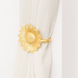 Melody Maison Set Of 2 Gold Metal Sunflower Wall Mounted Tie Backs - thumbnail 3