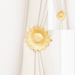 Melody Maison Set Of 2 Gold Metal Sunflower Wall Mounted Tie Backs - thumbnail 1