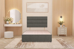 Somnior Beds Somnior Chambery Linen Fabric 5Ft King Divan Bed Base With Upholstered Headboard Silver - thumbnail 2