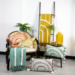 Furn. Rainbow Tuft Tasselled 100% Cotton Cushion Cover - thumbnail 4
