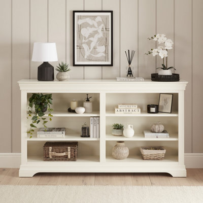 The Furniture Market Wilmslow White Painted Wide Low Double Bookcase - image 1