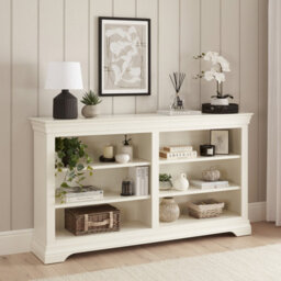 The Furniture Market Wilmslow White Painted Wide Low Double Bookcase - thumbnail 2