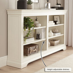 The Furniture Market Wilmslow White Painted Wide Low Double Bookcase - thumbnail 3