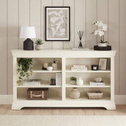 The Furniture Market Wilmslow White Painted Wide Low Double Bookcase - thumbnail 1