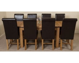 That's Furniture Richmond 140Cm - 220Cm Oak Extending Dining Table And 8 Chairs Dining Set With Washington Brown Leather Chairs - thumbnail 2