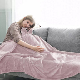 Ameha Fleece Plain Blanket, Lightweight & Reversible Throw For Travel, Bed & Sofa Blanket, Pink Single 130X150Cm - thumbnail 2