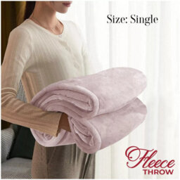 Ameha Fleece Plain Blanket, Lightweight & Reversible Throw For Travel, Bed & Sofa Blanket, Pink Single 130X150Cm - thumbnail 1