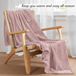 Ameha Fleece Plain Blanket, Lightweight & Reversible Throw For Travel, Bed & Sofa Blanket, Pink Single 130X150Cm - thumbnail 6