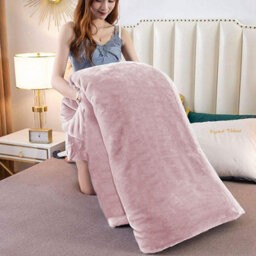 Ameha Fleece Plain Blanket, Lightweight & Reversible Throw For Travel, Bed & Sofa Blanket, Pink Single 130X150Cm - thumbnail 9